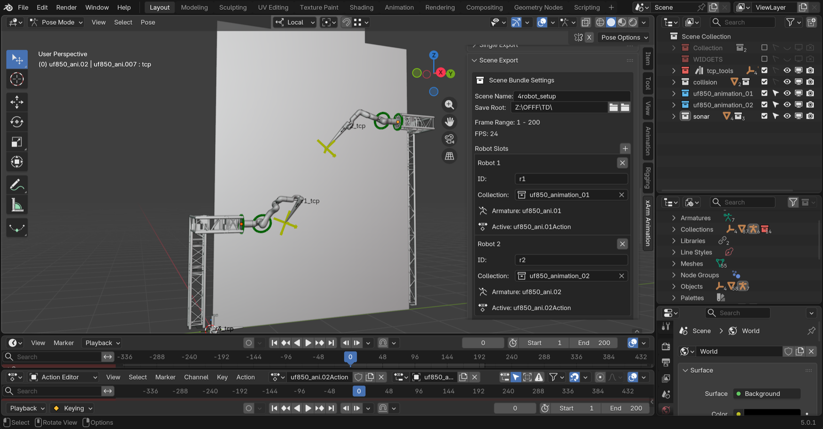 Motion-Core operator console driving a two-arm show